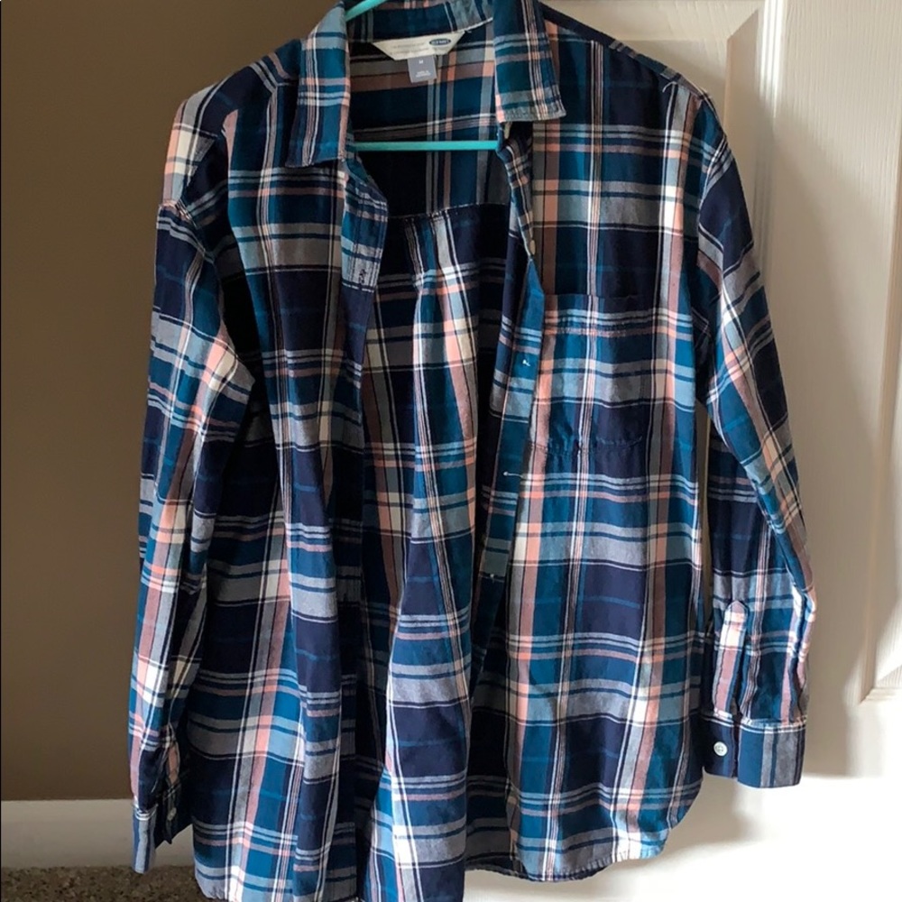 Plaid blue button down